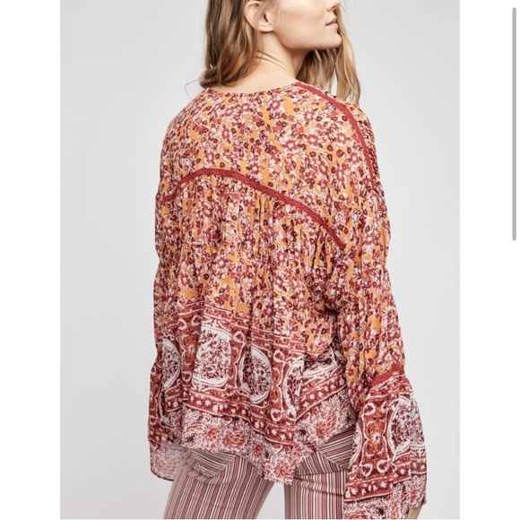 NWT Free People Lorraine Tiered Kimono Boho Pheasant Top Blouse - Picture 3 of 10